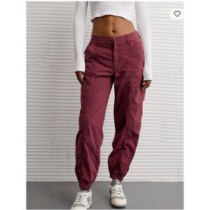 High Rise Forever 21 Burgundy/Berry Cargo Jogger Pants 100% Cotton